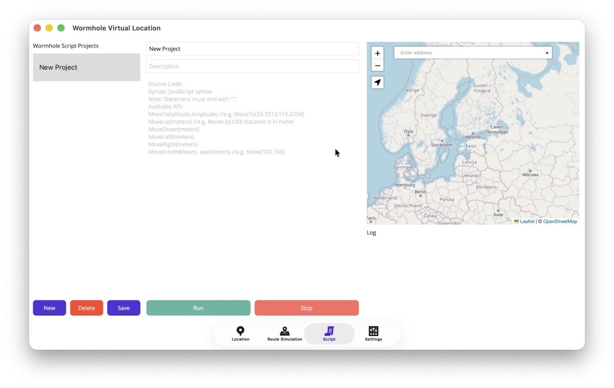 Wormhole Script JavaScript project editor